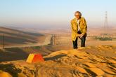 Christo during the first scale model test at the proposed site of The Mastaba, November 2011